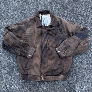 Men’s Leather Bomber Jacket Size Medium Cracked Vintage G-1 Flight Two Toned